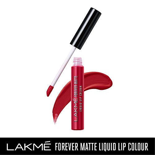 Image of Lakme Eyeconic Lash Curling Mascara For Eyelash Volume, Smudge Proof, Water Proof, Black, 9 ml & Lakme Forever Matte Liquid Lip Colour, Red Revival, 5.6 ml
