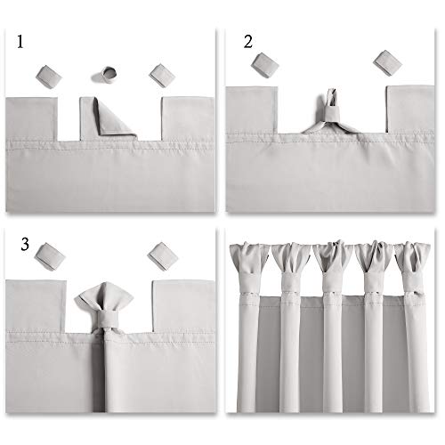 Lush Decor, Light Gray Insulated Knotted Tab Top Blackout Window Curtain Panel Pair, 95" x 52", 95 in x 52 - Image 3