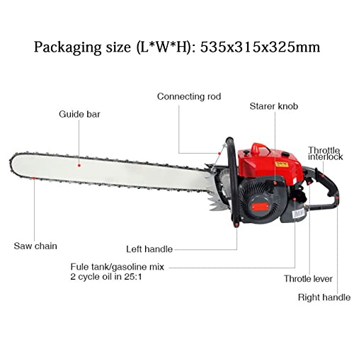 ZHANGTAOLF Gaskettensägen 105.7Cc 2 Zyklus Benzin Angetrieben, Kabelfreie Kettensägen 42 Zoll Kettensägengartenwerkzeug… – Bild 8