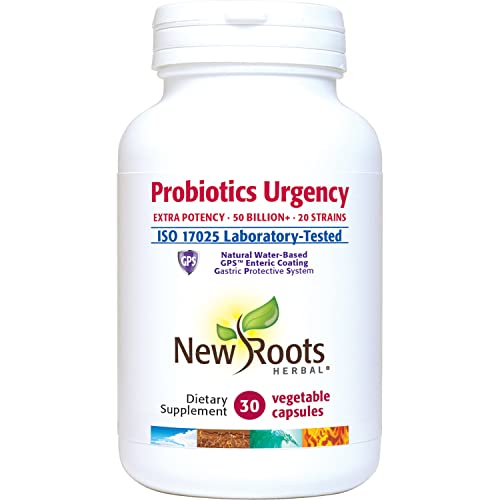 NEW ROOTS HERBAL Probiotics Urgency, 20 Strains, 50 Billion CFU - GPS™ enteric Coated for 100% delivery to The Intestines | Refrigerated (30 caps)