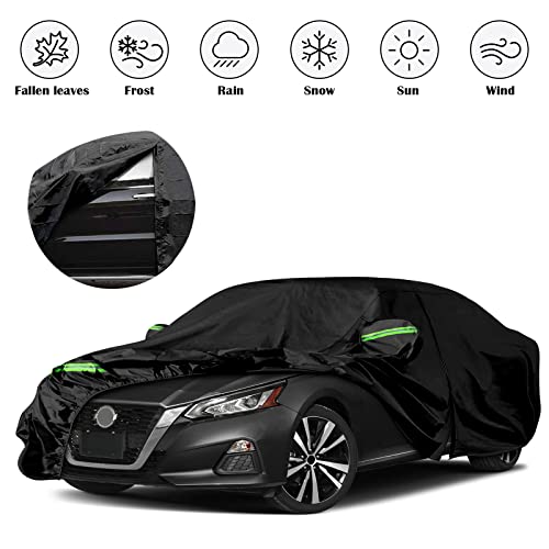 Image of Waterproof Car Covers Replace for 2002-2025 Nissan Altima, 6 Layers All Weather Custom-fit Car Cover with Zipper Door & Windproof Bands for Snow Rain Dust Hail Protection (Altima)