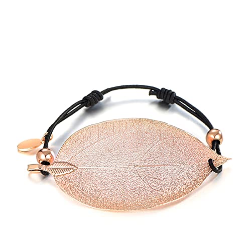 Bracelet élastique coeur et feuilles de rose pour femmes et filles