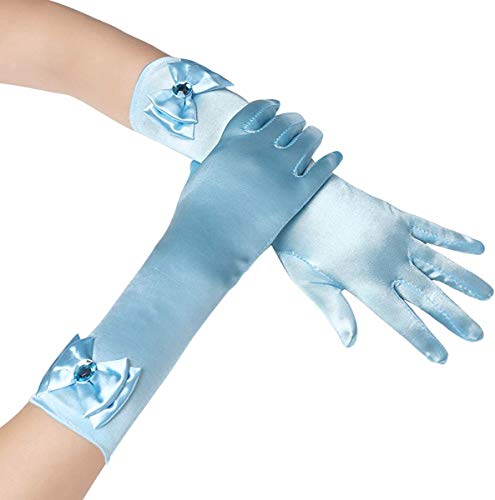 Image of FancyDressWale Girls Satin Long Gloves for Princess Dress Up Party With Bows