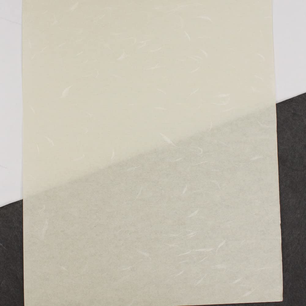 Yeonmu-ji Lot de 100 feuilles de papier Hanji fin et léger avec texture en fibre naturelle pour copie, calligraphie, dessin, impression/papier de mûrier traditionnel coréen / 21,1 x 29,7 cm, 48 g/m²