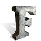 Hline Living Galvanized Metal Letters - 2.5" 3D Metal Letter in Hanging or Freestanding, Rustic Vintage Style Farmhouse Alphabet Decor & Sign for Living Room, Lobby, Kitchen, Door and Wall Decoration