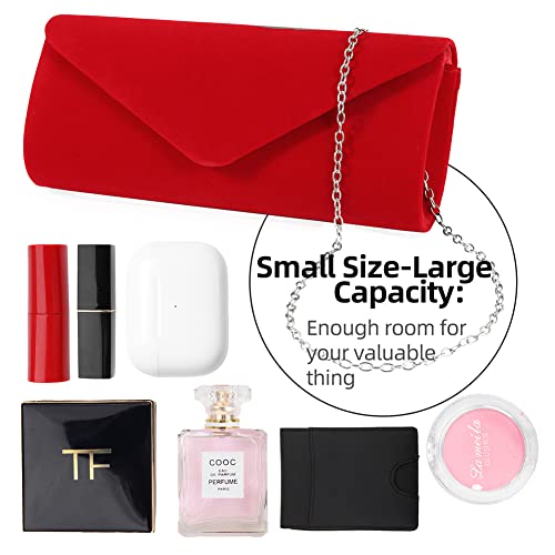 Clutch Purses Evening Bag for Women Party Prom Black-Tie Events Velvet Handbag Shoulder Cross Body Bag With Detachable Chain4