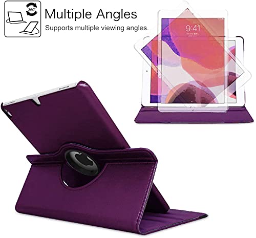 Image of 360 Degree Rotating Smart Leather Case Cover with Auto Wake Up /Sleep Feature for Apple iPad Pro 10.5 inch 2017 Case, iPad Air 3 (3rd Gen) 10.5 inch 2019 Case (Purple)