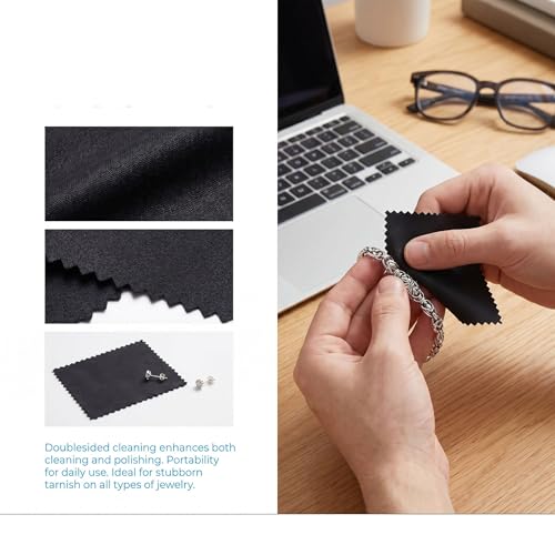 Dzrige 50PCS Black Suede Jewelry Polishing Cloths Double-Sided for Silver Cleaning, Fine Metal Care and Tarnish Removal - image 3