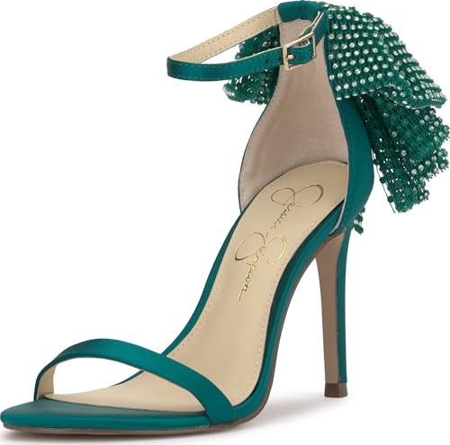 Jessica Simpson Moure Embellished Bow Heeled Sandal, Gem Green, 6.5