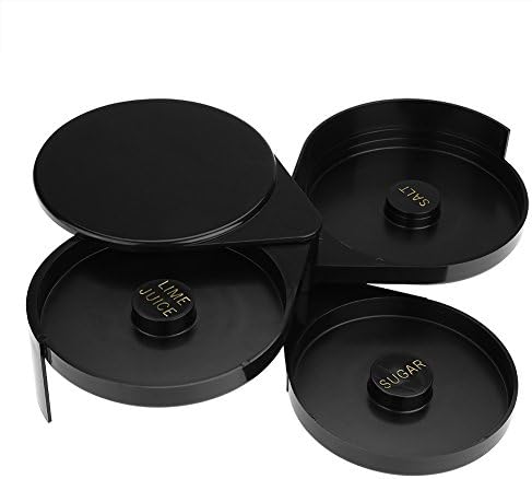 3 Tier Bar Glass Rimmer, Salt Rimmer Set Bartender Tool for Cocktail Drink Margaritas Bloody Marys and Gimlets for Party Home Black