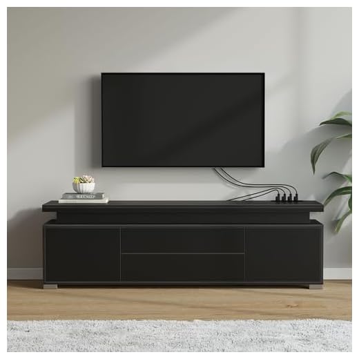 Rolanstar Modern TV Stand with LED Lighting