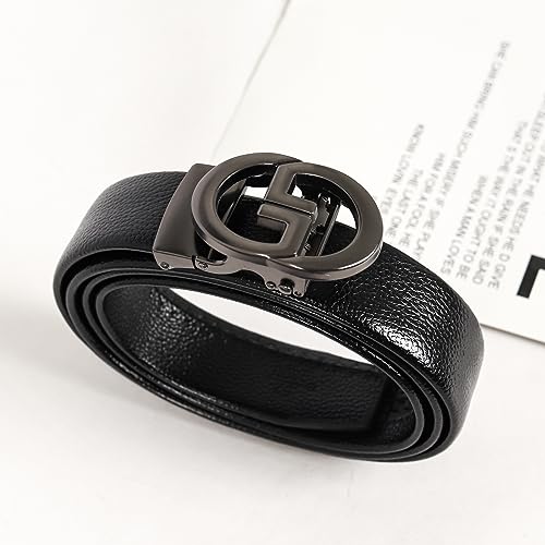 Image of Aurolran Men&Womens Leather Dress Belt Business Automatic Buckle Belt Color-Black Silver Gold