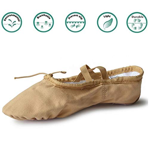 Nexete Women Canvas Ballet Dance Shoes Yoga Gymnastics Leather Split-Sole Slipper Flate Shoes for Women3
