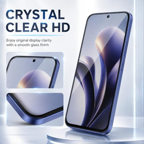 Image of ArmourPro Tempered Glass for Poco M8x - 9H Screen Protector with Black Border, Anti Scratch, Edge-to-Edge Coverage, HD Clarity, Smooth Touch, Case Friendly | Black