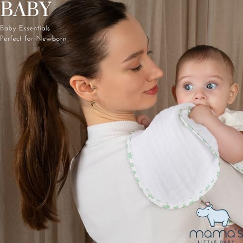 Mama's Baby - Muslin Burp Cloths Sets for Unisex 100% Cotton Hand Washcloths for Babies, Baby Essentials Perfect for Newborn Baby Burping Cloths/Burp Bibs (Purple Hippo, 4-Pack, 20" X10")3