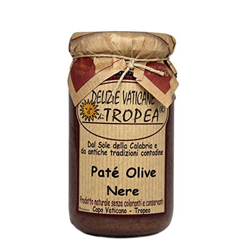 Paté de Aceitunas Negras 180g | Delicia Calabresa – Perfecto para Bruschetta, Pasta y Queso | Auténtica Salsa Gourmet Italiana por Delizie Vaticane di Tropea