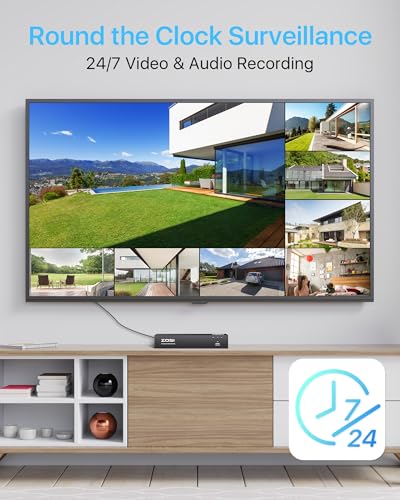 Image of ZOSI 8-Channel 4K PoE Surveillance Camera System with 4 x 8MP Outdoor Security Bullet Cameras, Night Vision, Motion Detection, Remote Access, IP66 Waterproof, HDD Not Included