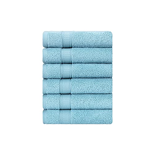 La Hammam - 6 Pack 16” × 28” Turkish Cotton Hand Towels For Bathroom, Face, Hotel, Gym, & Spa | Extra Soft Feel Fingertip, Quick Dry And Highly Absorbent Luxury Premium Quality Towel Set - Aqua #TOP24