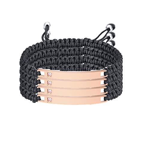 VNOX Custom Sisters Best Friend Bracelet Set for 4-Pink CZ Stainless Steel ID