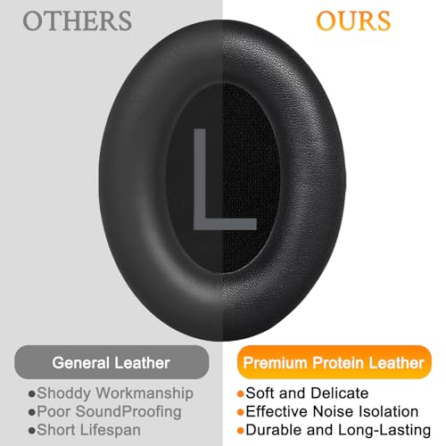 Image of SOULWIT Earpads Replacement for Bose QuietComfort 45 (QC45) /QuietComfort SE (QC SE) /New Quiet Comfort Wireless Over-Ear Headphones, Ear Pads Cushions with Softer Protein Leather - Black
