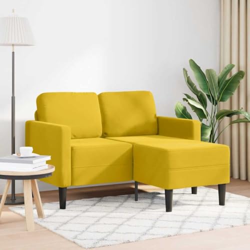 Sofá chaise longue L de 125 cm en terciopelo amarillo con estructura de metal y madera para salón 3
