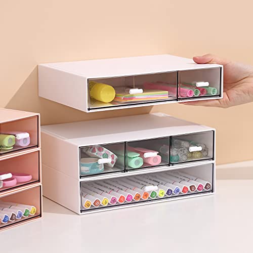 Comix Desk Organizer With 6 Drawers, Rectangular Desktop Drawers, Plastic Makeup Storage, Desk Organizer And Accessories, Detachable Design, Suitable For Office, School, Home (White) #TOP6
