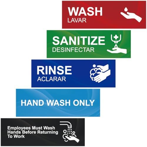 Magicfour Wash Rinse Sanitize Sink Labels, 4 Pack 3 Compartment Sink Waterproof Sticker Signs for Wash Station, Commercial Kitchens, Restaurant, Food Trucks, Busing Stations, Dishwashing