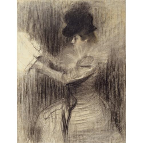 Impression sur toile Ramon Casas figurine féminine déco murale grand format 76x101cm