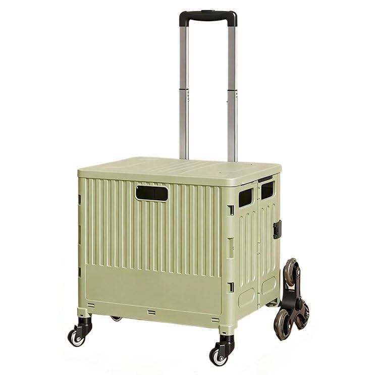 Chariot de courses portable pour monter les escaliers, poussette de marché pliable verte