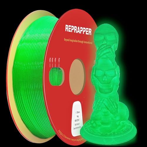 Image of RepRapper Glow in the Dark Green PLA Filament 1.75mm (+- 0.03mm) 2.2lb (1kg) for 3D Printer, Phosphorescent Glow PLA Green Color