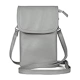 befen Grey Genuine Leather Cell Phone Bag, Small Crossbody Purse Bags for Women Trendy, Fit iPhone 14 (Light Gray)