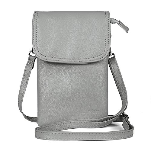 Image of befen Genuine Leather Small Crossbody Bags for Women Cell Phone Bag Cross Body Purses,Silver Zipper