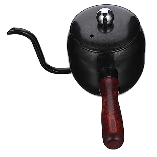 Garneck 1 PC Wooden Handle Coffee Pot Retro Tea Kettle Stainless Tea Kettle Gooseneck Coffee Kettle Japanese Long Mouth Kettle Coffee Makers Stainless Steel Black