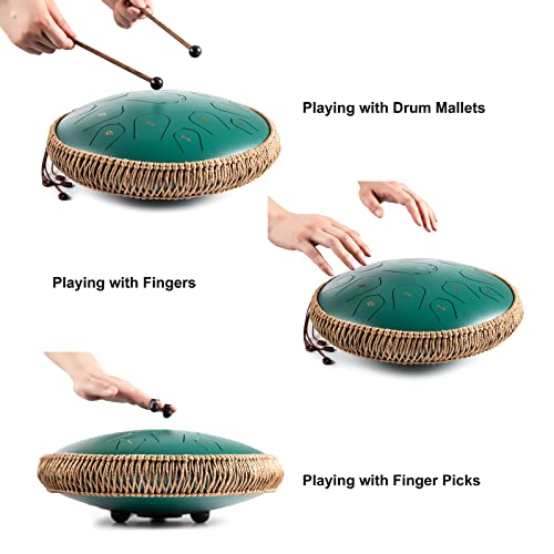Hopwell HOPWELL-14IN-15NOTES-GREEN-034 Steel Tongue Drum - Hopwell 15 Note 14 Inch Tongue Drum thumb #3