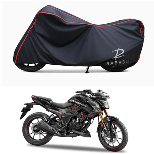 Image of Waterproof Bike Body Cover Compatible for | Honda Hornet 2.0 STD | Taffeta Fabric, Red Piping Design, Bottom Elastic Fit | Dustproof, Sun UV & Rain Protection for All Bikes