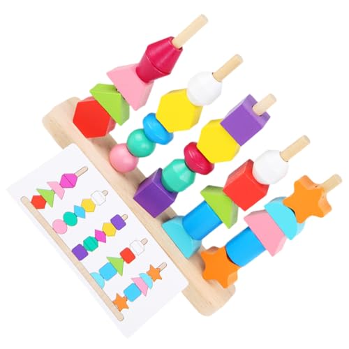 Frcolor 木製串珠知育 用色合わせ形合わせ 積み木プ 細かい運動能力訓練 幼児向け軽量携帯可能 プレゼントに
