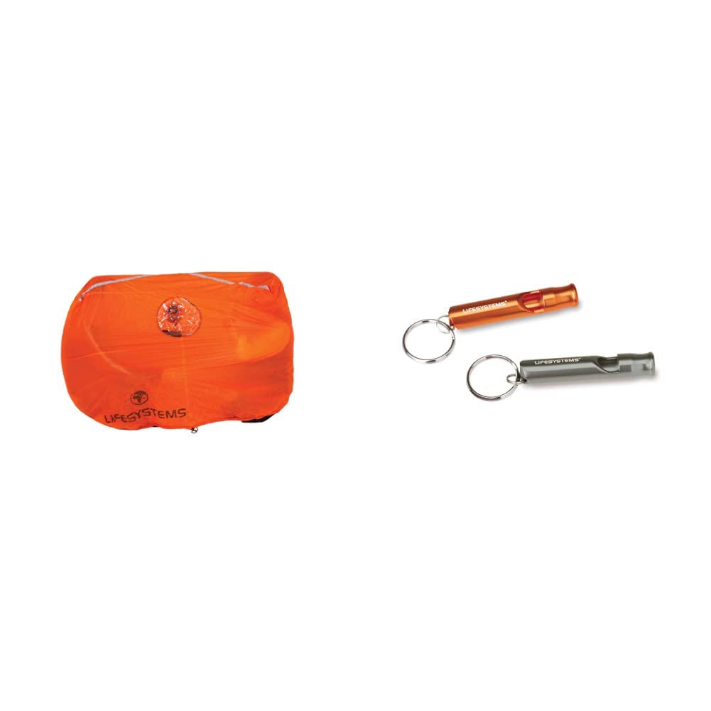 LifesystemsEmergency Mountain Storm Survival Shelter for Hiking and Mountaineering - Two Person & Unisex Lv2240 Safety Survival Whistle, Orange, S UK