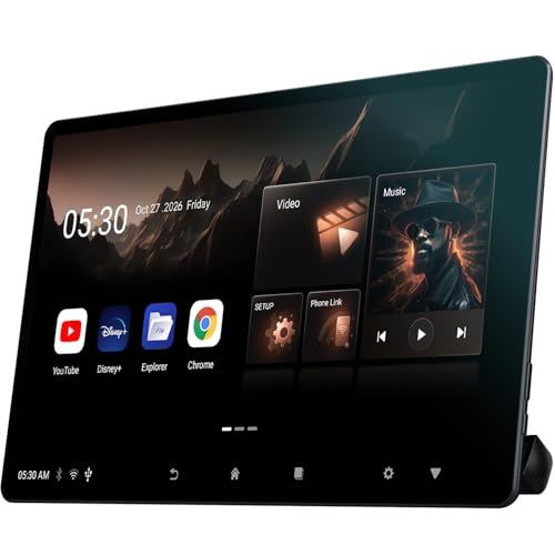 Image of 16 inch Car TV Headrest Monitor for Cars Back seat Universal Rear Entertainment System, Support Phone Wireless Mirror Link Touch Screen 4K,with WiFi /Bluetooth /HDMI /USB /Video Player (2G+32G(1*PC))