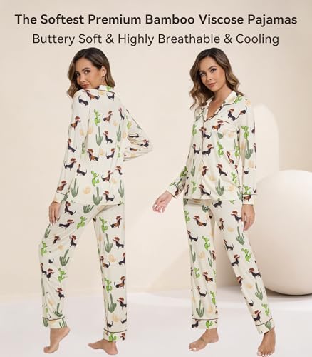 Image of WiWi Viscose from Bamboo Women's Pajamas Set Super Soft Button Down Top and Pants Sleepwear Cooling Pjs S-3X