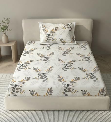 Image of Mafatlal 186 TC Metro Cotton Single Bedsheet | 90 x 60 Inch|Soft, Breathable & Lightweight | with Matching Pillow Cover| Cool Grey