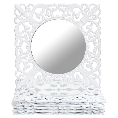 MAONAME 12" White Charger Plates Set of 6, Mirror Square Plate Chargers