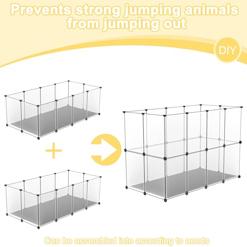ACXIN Kleintiergehege 12PC mit Bodenplatten, komfortabler Unterlage, 143×73×46 cm – ideal als Laufstall für Hund, Katze, Kaninchen, Meerschweinchen, Freigehege für Tiere, Nager Gehege