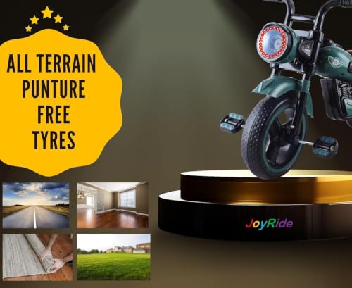 Image of JoyRide Ninja Plug N Play Durable Kids /Pedal Baby Tricycle, Storage Basket, Leather Seat, Led Headlight, Music for 18 Months to 5 Years Boys /Girls /Carrying Capacity Upto 30 Kgs (militry)