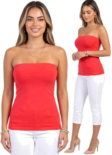 Image of ToBeInStyle Women's Cotton-Spandex Blend Stretchy Tube Top