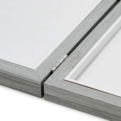Afuly 4x6 Picture Frames Double Grey Wood Picture Frames Hinged Photo Frames Folding Vertical 2 Openings Frames Tabletop Home Decor, Gifts for Mothers Day Birthday Weddings Family Friends - Image 3
