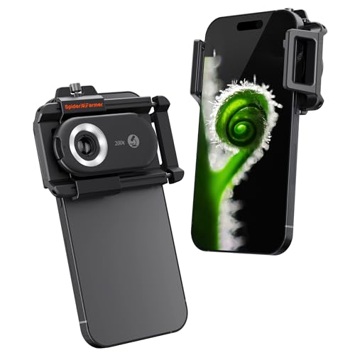 Spider Farmer Phone Microscope, 200X Magnification Portable Microscope with LED UV Light CPL Lens...
