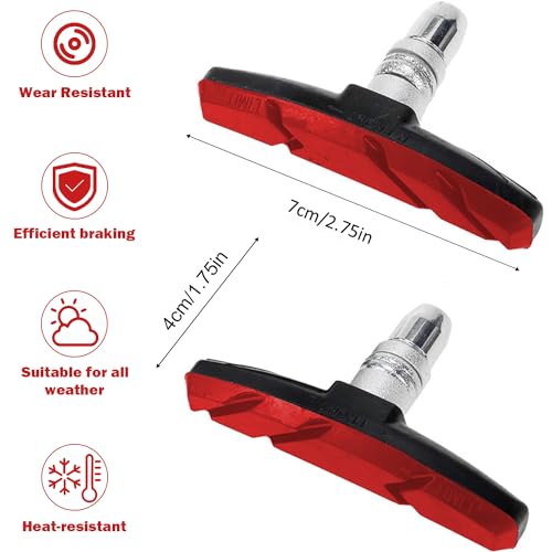 TUHDWJ 2 works V Bike Brake Pads, 70mm V Brake Blocks, Bicycle Brake Blocks Set including Hex Nuts and Spacer - Image 3