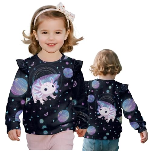 Girls Long Sleeve Crewneck Sweatshirt Warm Soft 1-8 Ruffle Long Sleeve Sweatshirts Girls and Toddlers Sweatshirt