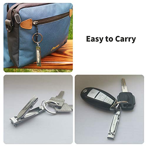 Munkees Ultra-Thin Nail Clippers Keychain, Mini Foldable Nail Cutter With Key Ring, Small Portable Stainless Steel Pocket Manicure Set For Travel, Camping, & Outdoors #TOP7