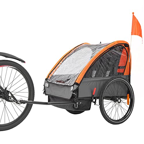 SEPNINE Remorque vélo Enfant, Remorque Enfant,Biplace Enfants Tout-Terrain Pliable avec Frein à Main